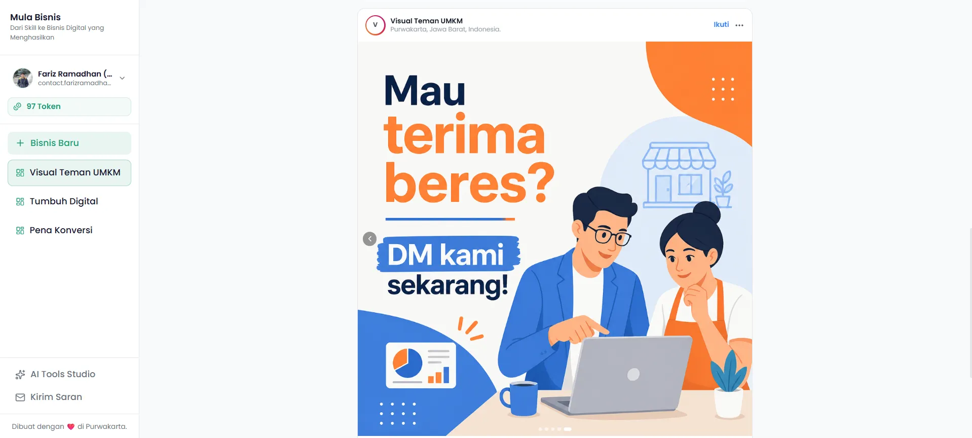 Screenshot konten carousel slide generate