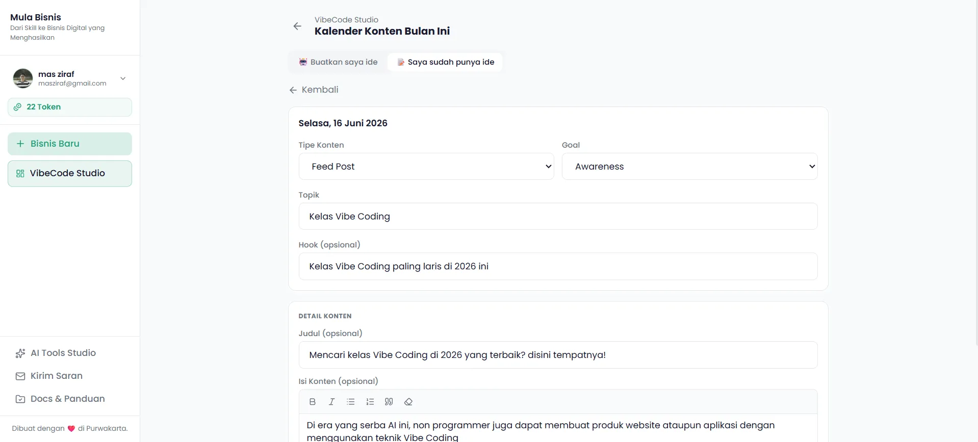 Screenshot form manual kalender